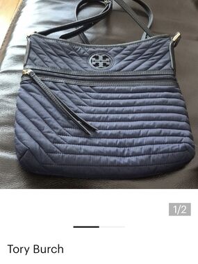 Tory Burch Quilted Nylon Crossbody in Navy Blue